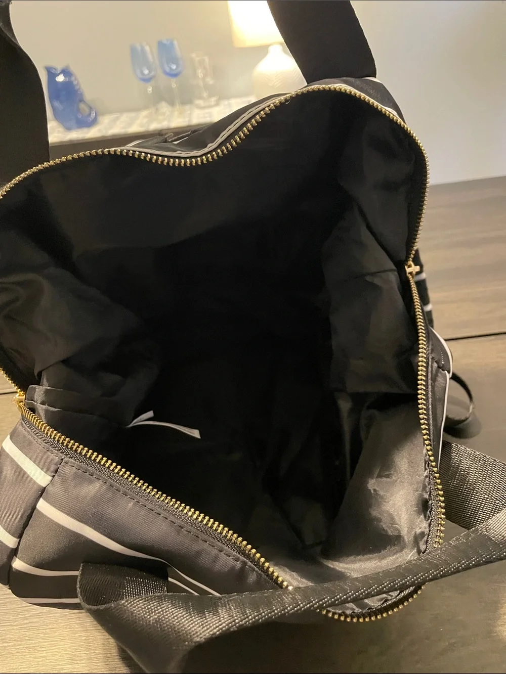 a new day Black and White Striped Backpack